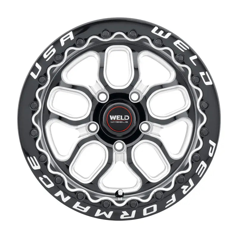 Black and silver performance wheel.
