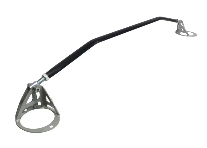 Whiteline 98-02 Miata NB Front adjustable strut tower brace, chassis bracing black bar with silver mounts.