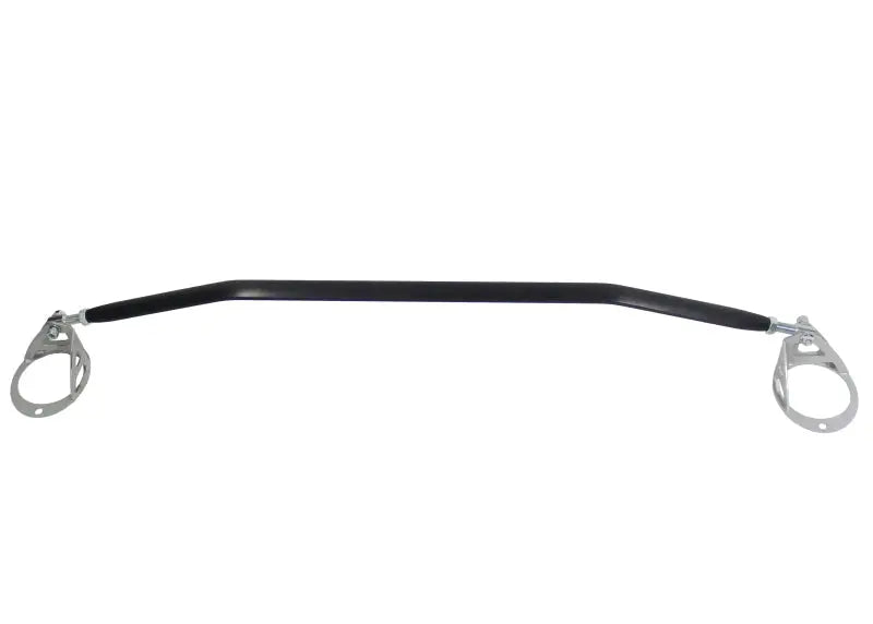 Whiteline 98-02 Miata NB Front adjustable strut tower brace, black bar with silver mounts, enhances chassis stiffness, improves turn-in and steering response.