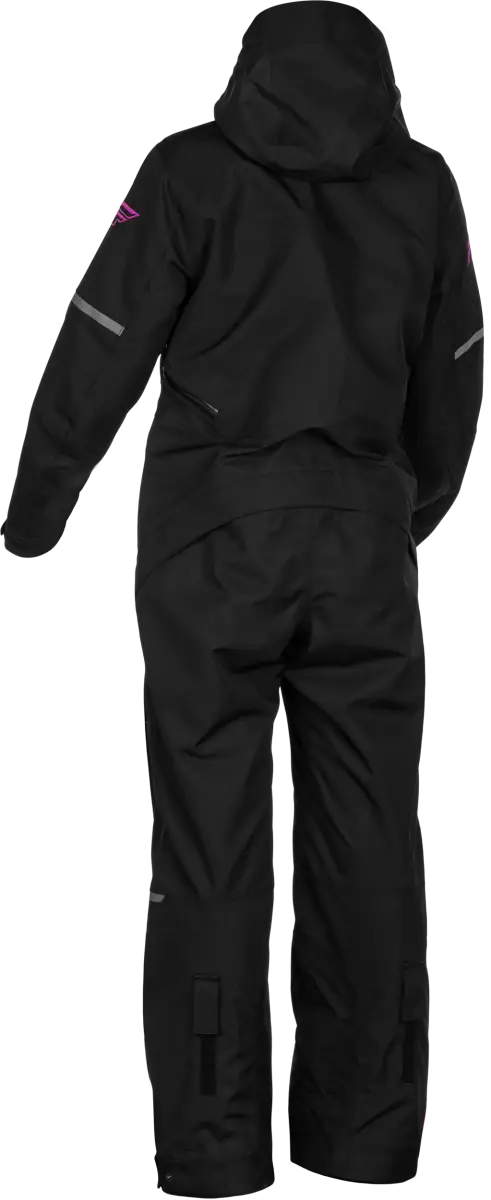Black hooded snowsuit from Women’s Cobalt Shell Monosuit Black/Fuschia for powersports