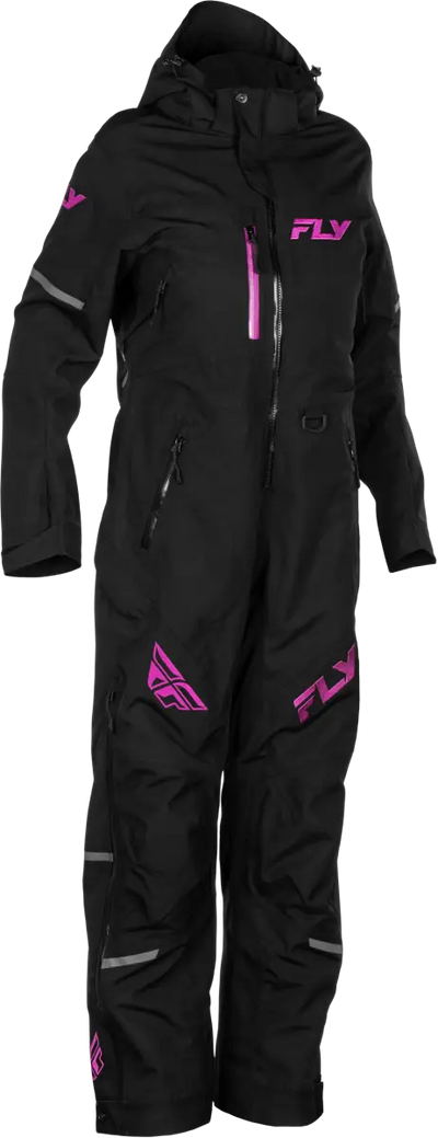 Black snowsuit with pink accents from Women’s Cobalt Shell Monosuit, perfect for powersports fun
