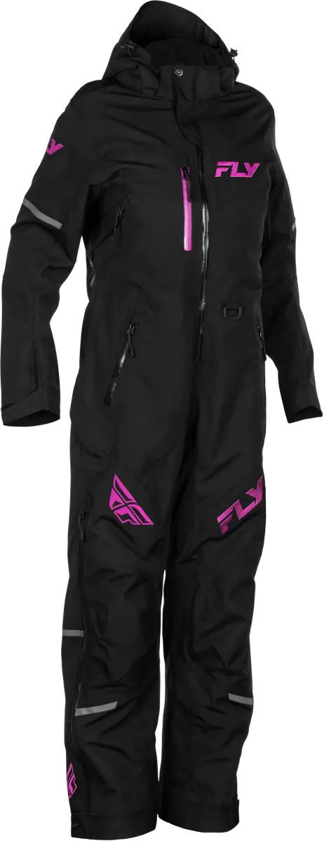 Black snowsuit with pink accents from Women’s Cobalt Shell Monosuit, perfect for powersports fun