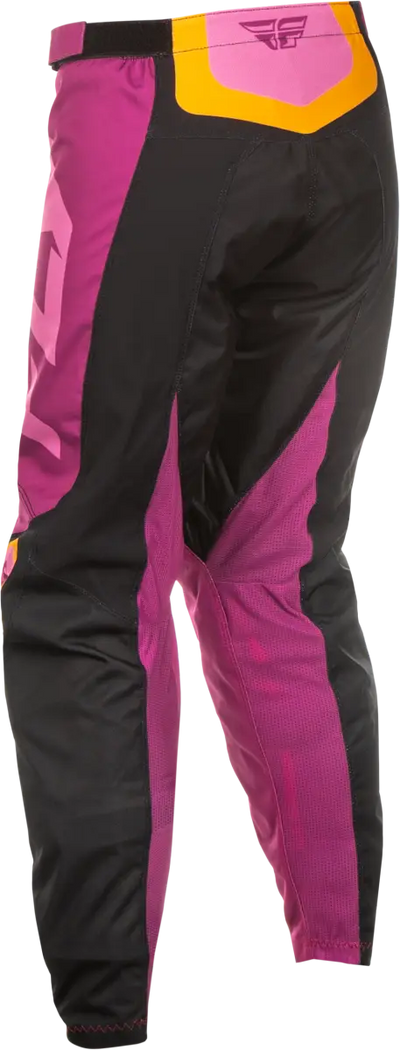 Women*s motocross pants in black magenta with yellow pink accents for off-road riding