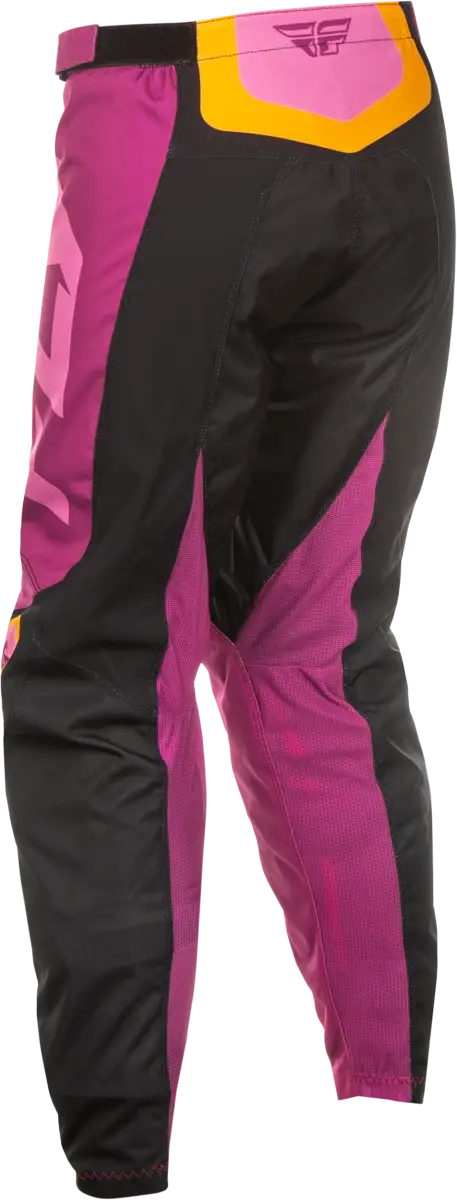 Women*s motocross pants in black magenta with yellow pink accents for off-road riding