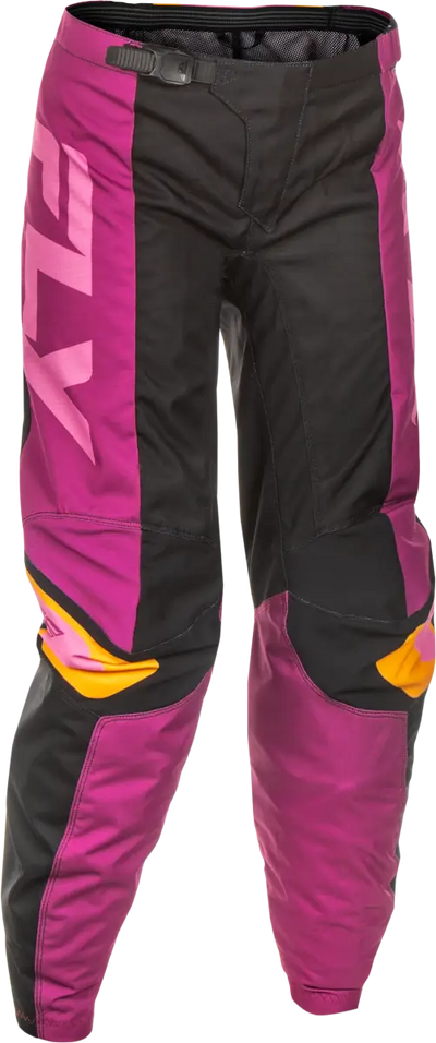 Women*s dirt bike pants Black and magenta with orange accents for off-road riding