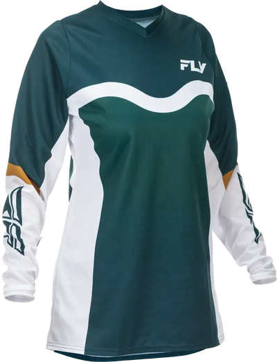 Women's F 16 Jersey Teal/White/Gold Xl - FLY RACING
