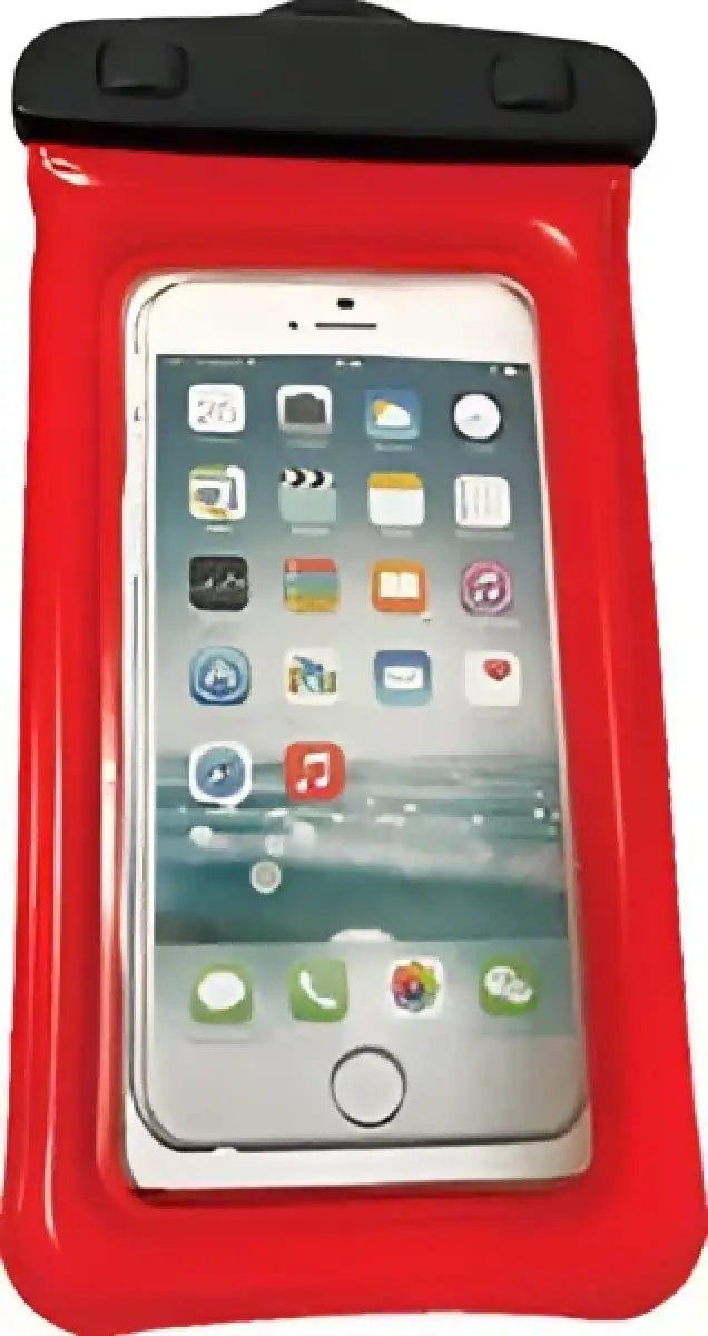 Wow Sports 18-5000B H2O Proof Phone Holder 4'X8' in blue, showcasing a waterproof design, adjustable strap, and secure seal with a visible phone inside.