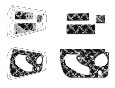 XFO F14 D Dynamat door kit with black silver motorcycle engine cover set