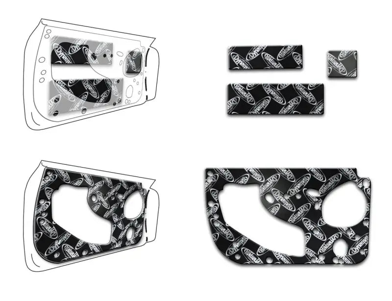 XFO F14 D Dynamat door kit with black silver motorcycle engine cover set