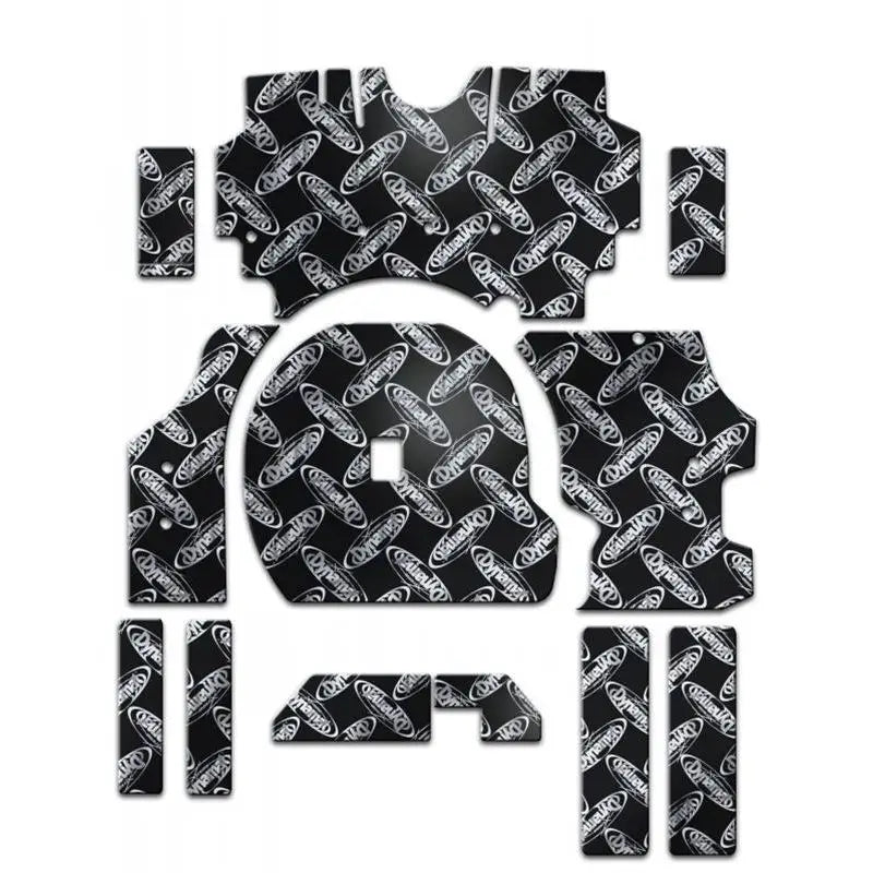 Black and white Audi logo floor mats in Ford Mustang door kit