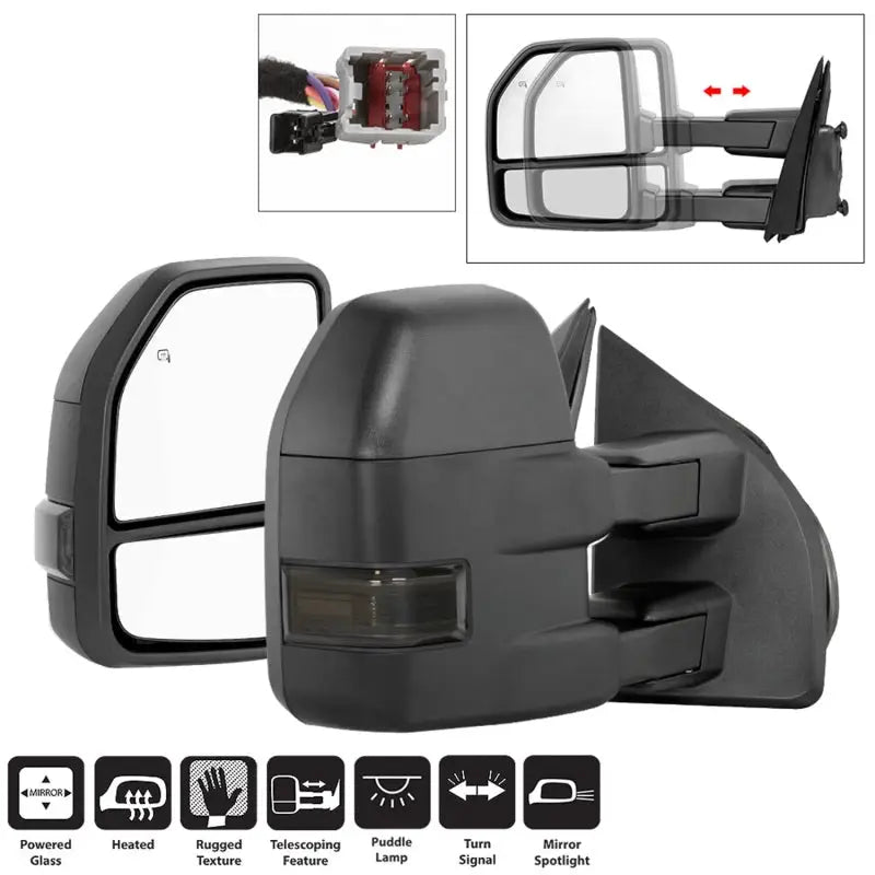 SPYDER xTune 15-17 Ford F-150 Heated LED Telescoping Pwr Mirrors - Smk (Pair) (MIR-FF15015S-G4-PWH-SM-SET)