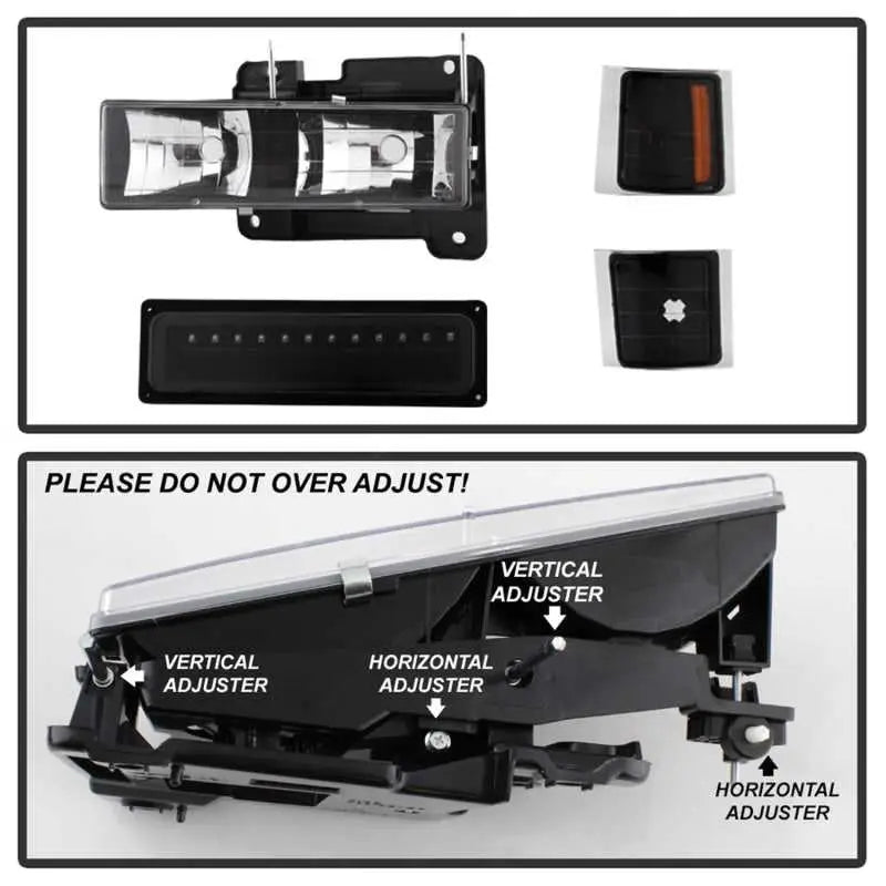 Xtune 92-94 Blazer Full Size Corner/LED Bumper Headlights Black HD-JH-CCK88-LED-AM-BK-SET 
