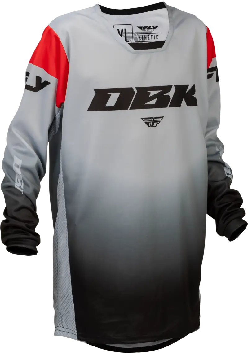 Youth Kinetic Dbk Jersey Grey/Black/Red Yxl - FLY RACING
