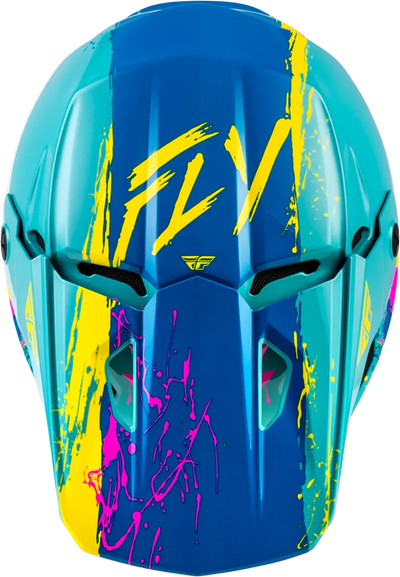 Youth Kinetic Drip Helmet Turquoise/Pink/Yellow Yl - FLY RACING
