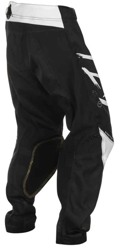 Youth Kinetic Stoke Pants Black White with stretch rip-stop knee padding for motocross gear