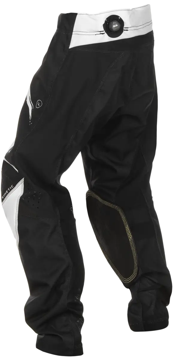 Youth Kinetic Stoke Pants Black White with stretch rip-stop, button closure, knee pads
