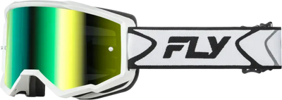Youth Zone Goggle White/Black W/ Iridescent Grn Mirror Lens - FLY RACING