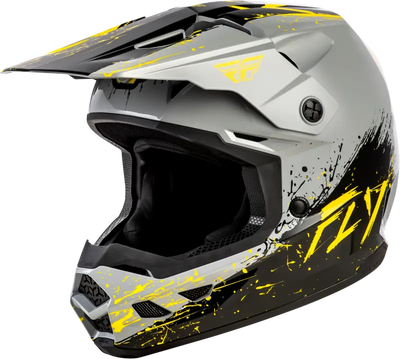 Youth Kinetic Drip Helmet Grey/Black/Yellow Yl - FLY RACING