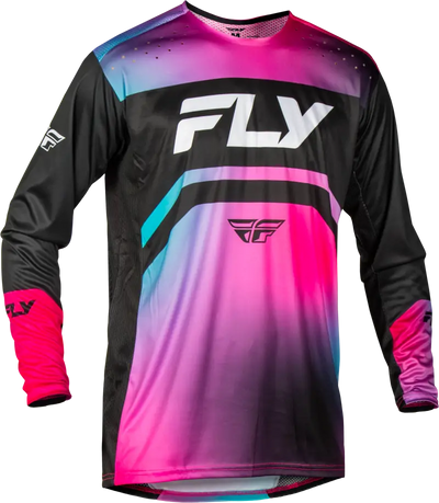 Youth Rayce Bicycle Jersey Fuschia/Black/Teal Ym - FLY RACING