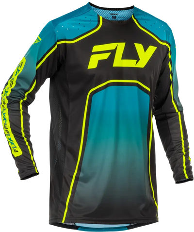 Youth Rayce Bicycle Jersey Teal/Black/Lime Ys - FLY RACING