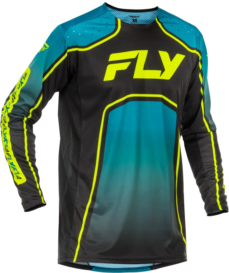 Youth Rayce Bicycle Jersey Teal/Black/Lime Ys - FLY RACING