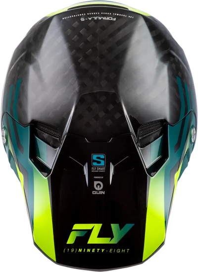 Yth Formula S Carbon Byte Hlmt Black Carbon/Teal/Lime Yl - FLY RACING