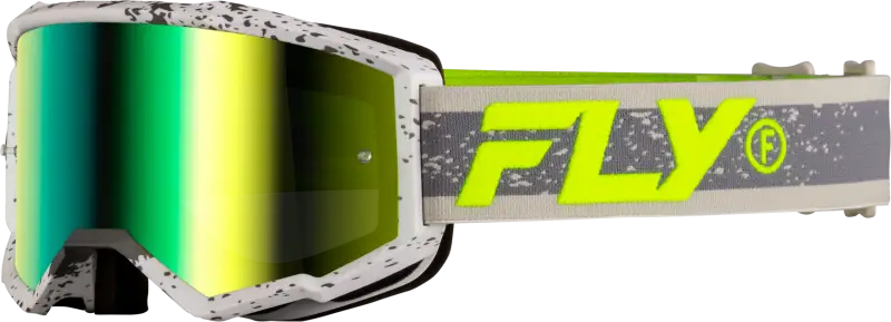 Yth Zone Goggle Drk Gry/Hi Vis W/ Iridescent Grn Mirror Lens - FLY RACING