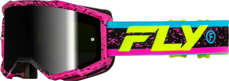 Yth Zone Goggle Pnk/Blk/Hi Vis W/ Black Mirror/Smoke Lens - FLY RACING