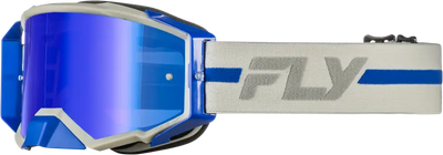 Zone Pro Goggle Grey/Blue W/ Blue Mirror/Smoke Lens - FLY RACING