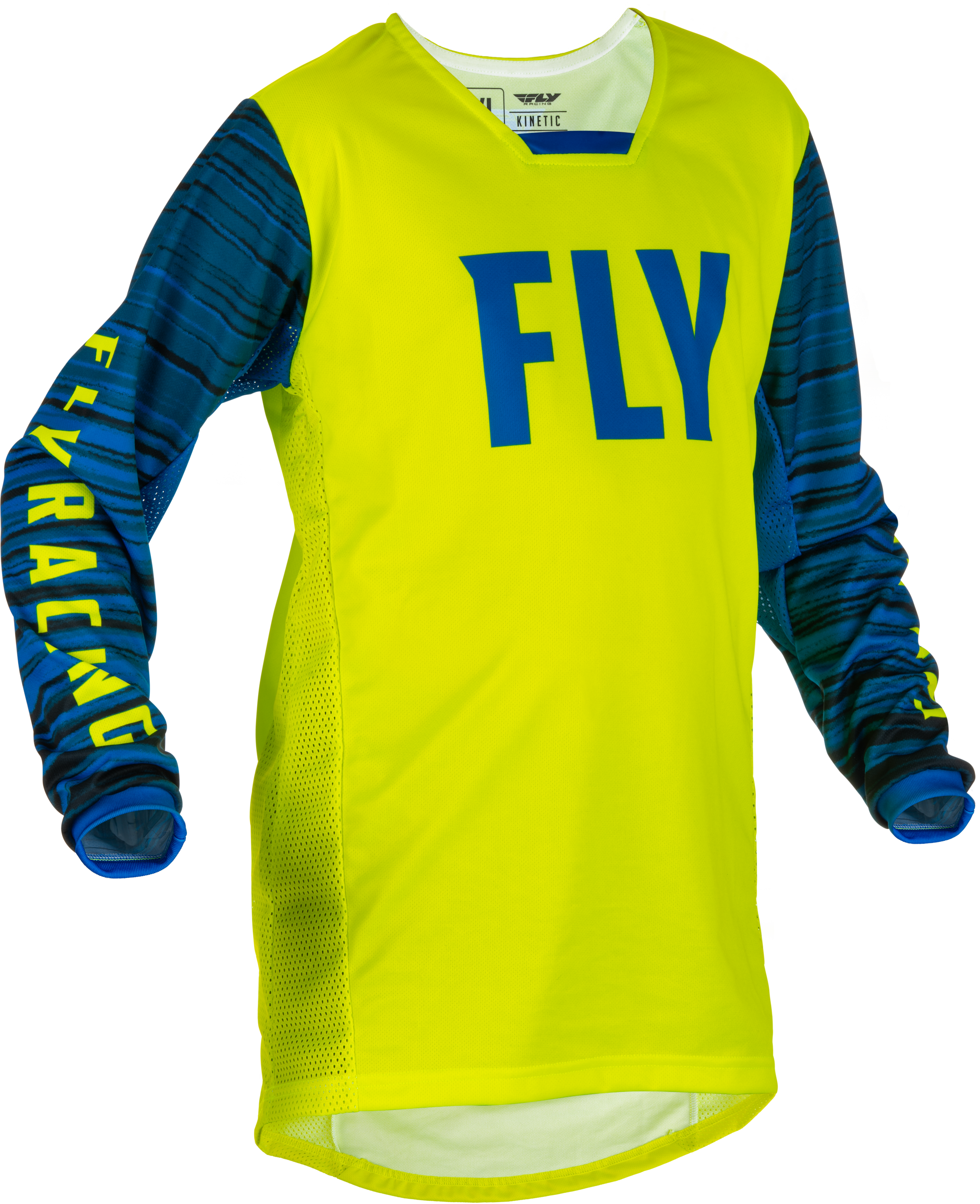 Fly Racing Fly Racing 375-525YL Youth Kinetic Wave Jersey Hi-Vis/Blue Yl
